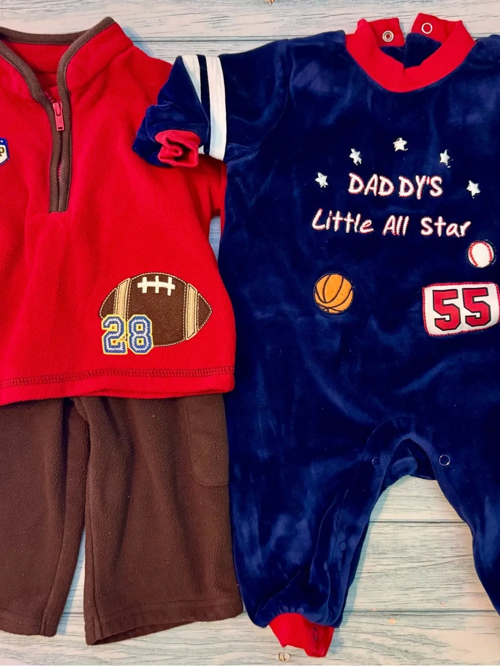 Sports Lot! Fleece One Piece, Shirt and Pants - Football, Basketball, Baseball